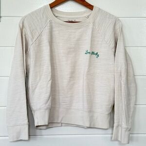 Jcrew Vintage cotton terry crewneck pullover with "Love-Forty" embroidery, Small